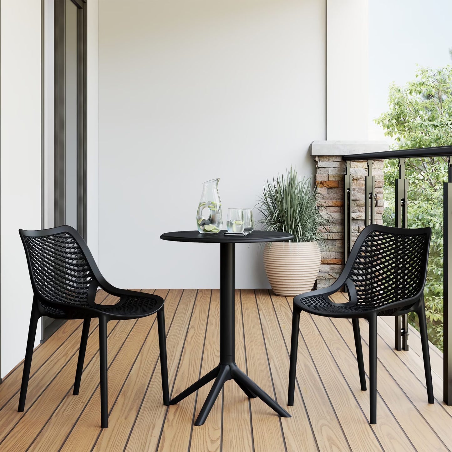 WestinTrends Playa 3-Piece Outdoor Resin Patio Bistro Set with Stackable Patio Dining Side Chairs, Olive Green
