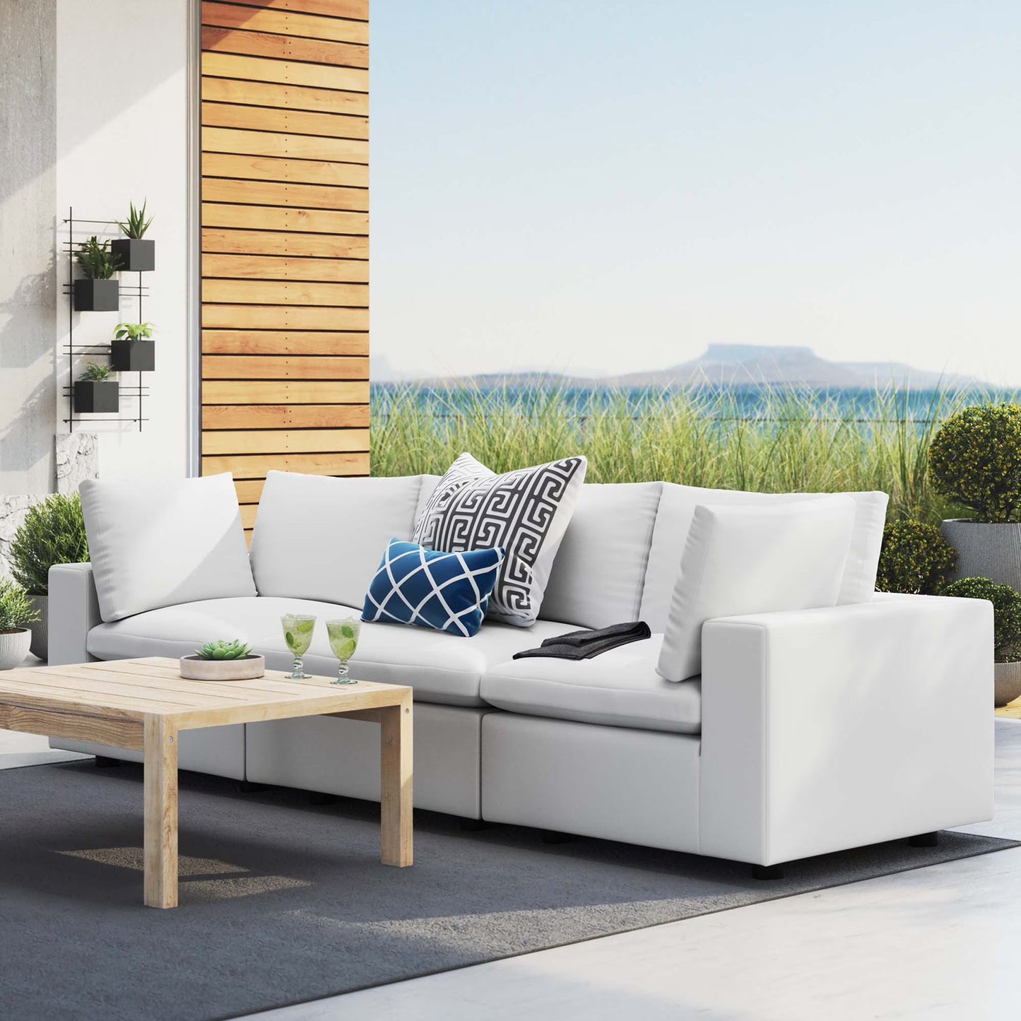 Modway Commix Sunbrella Outdoor Patio Sofa in White