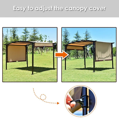 Spaco 12 x 9 Feet Outdoor Pergola Gazebo with Retractable Canopy Shades for Patio Garden Outdoor BBQ Roof Cover Grill Shelter