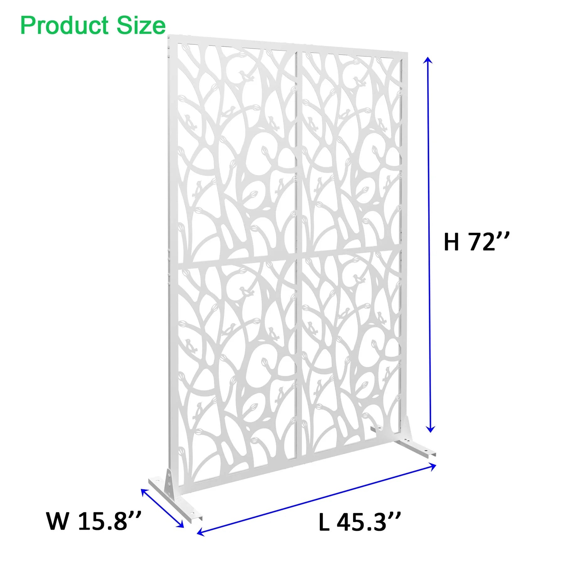 Metal Privacy Screen W3.8Ft X H6Ft Elegant White Bird Shape Outdoor Indoor Room Divider Easy To Assemble Portable Solution For Balcony Garden Patio And Living Room Privacy Needs
