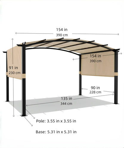 Huisuilinss Outdoor Pergola,Arched Pergola,Aluminum Pergola With Retractable Canopy,Arched Patio Pergola,Metal Pergola Shade Shelter For Backyard Lawn Patios Gardens Grill Gazebo