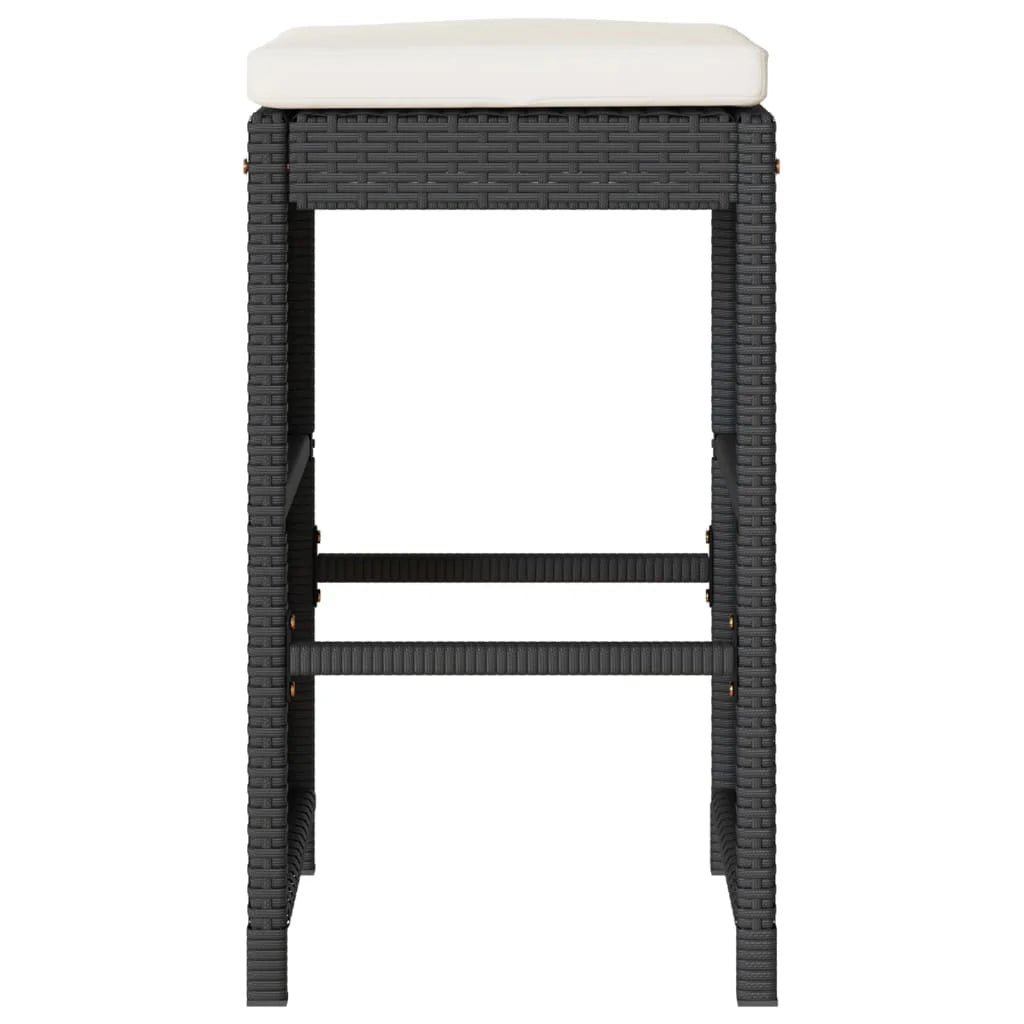 vidaXL Patio Bar Stools with Cushions Pub Chair Seating Poly Rattan garden