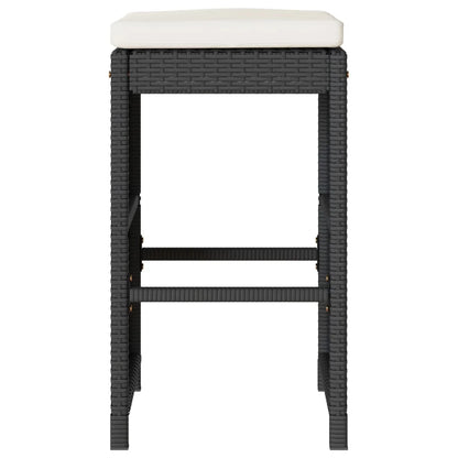 vidaXL Patio Bar Stools with Cushions Pub Chair Seating Poly Rattan garden