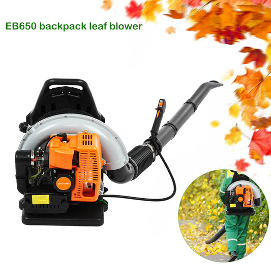 Limorve EB650 Backpack Leaf Blower, 2-Stroke Engine Multi-purpose 63 Cubic Centimeter High Strength Snow Blower for Lawn Care, Patio, Sidewalk,Snow Blowing-Orange
