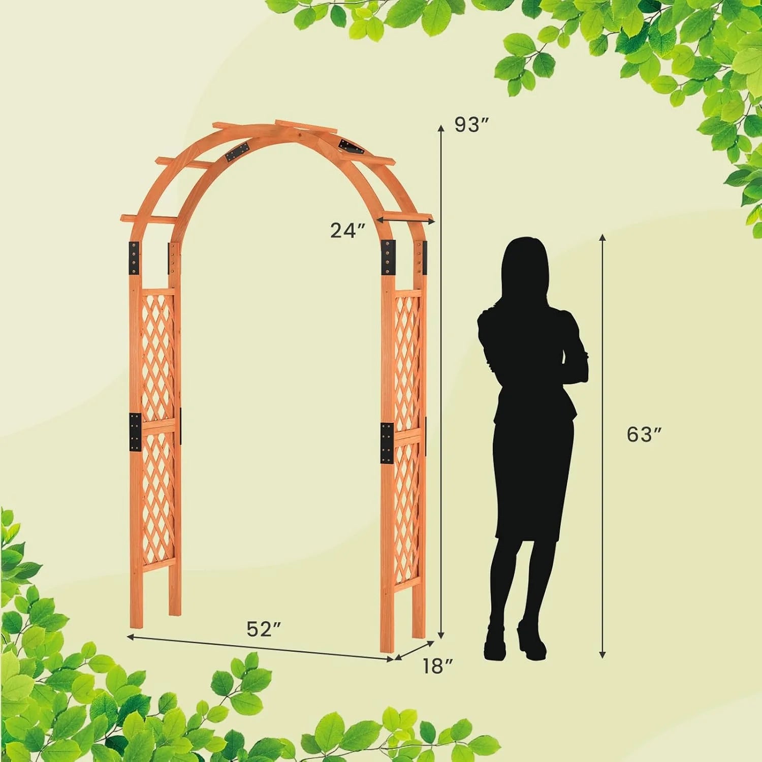 Moccha 7.7 FT Garden Arbor, 93" Wood Arbor Trellis for Climbing , Rose, Ivy, Outdoor Archway Pergola, Solid Wood Backdrop Stand, Garden Arch for Lawn Patio Bridal Party Pathway Ceremony Wedding