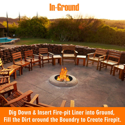 SIMOND STORE Portable Fire Pit Ring Liner, 48 Inch Diameter 12 Inch Height 2 mm Thick Heavy Duty Steel Round Fire Pit Insert for Outdoor Garden Patio Camping Bonfire