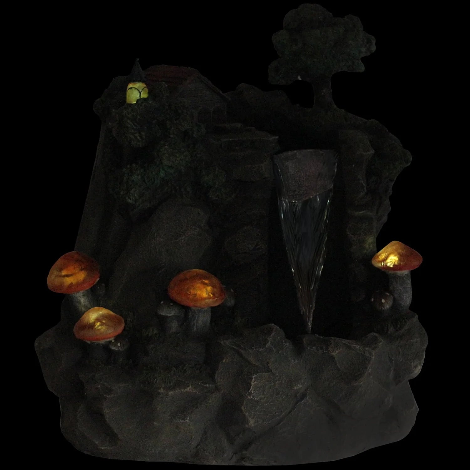 Northlight 24.5" Solar LED Lighted Mushrooms By Waterfall Outdoor Patio Garden Water Fountain