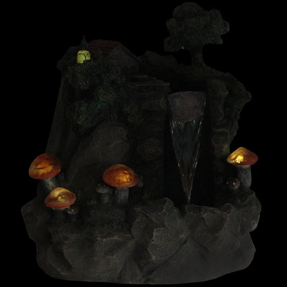 Northlight 24.5" Solar LED Lighted Mushrooms By Waterfall Outdoor Patio Garden Water Fountain