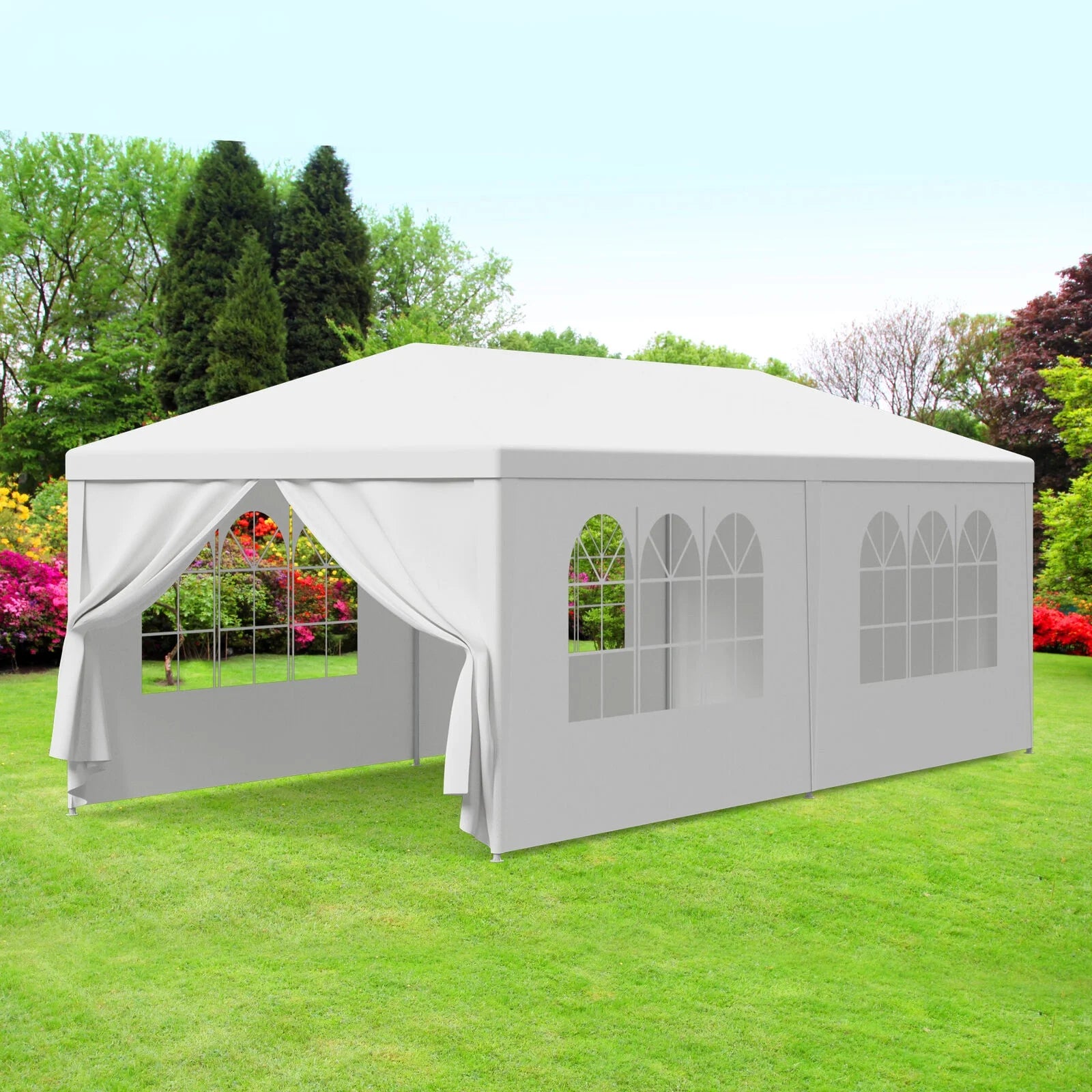 10' x 20' Outdoor Party Tent, Heavy Duty Canopy Event Wedding Tent for Parties Backyard Patio, White