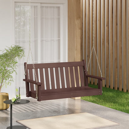 WestinTrends Malibu Outdoor Patio HDPE Hanging Front Porch Swing Bench, Dark Brown