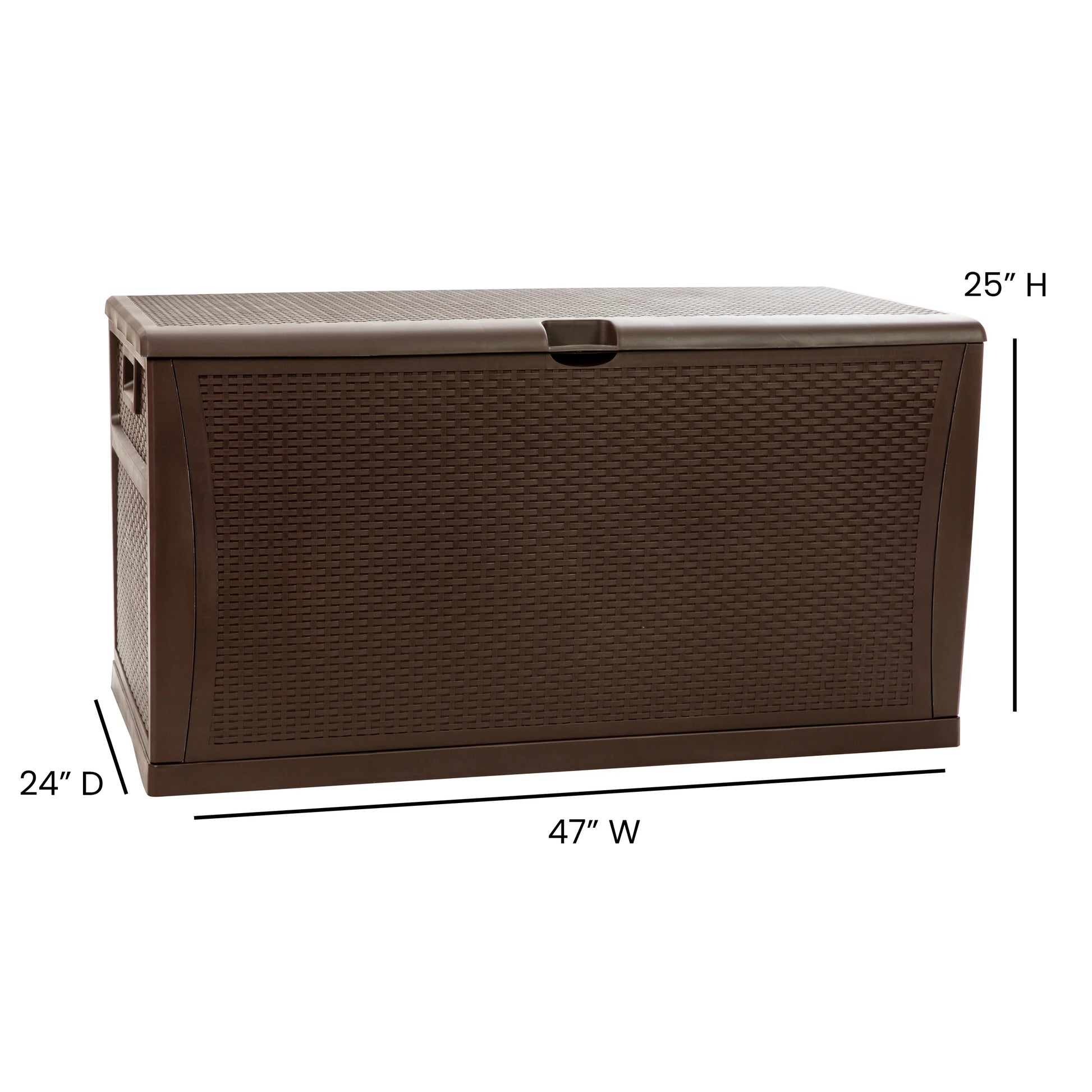 Merrick Lane Brown 120 Gallon Weather Resistant Outdoor Storage Box for Decks, Patios, Poolside and More
