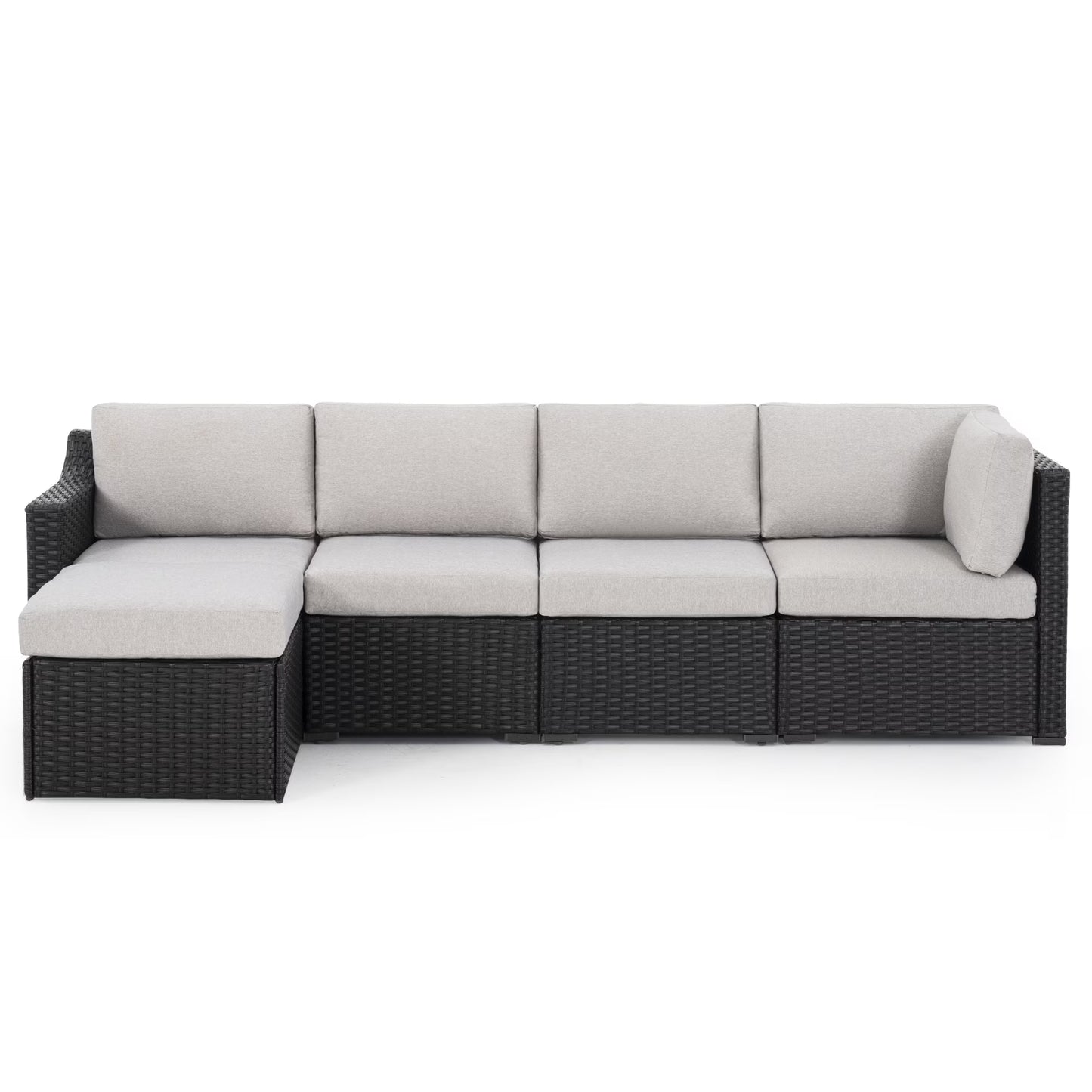 HAPPATIO 5-Piece Wicker Patio Conversation Set with Beige Cushions