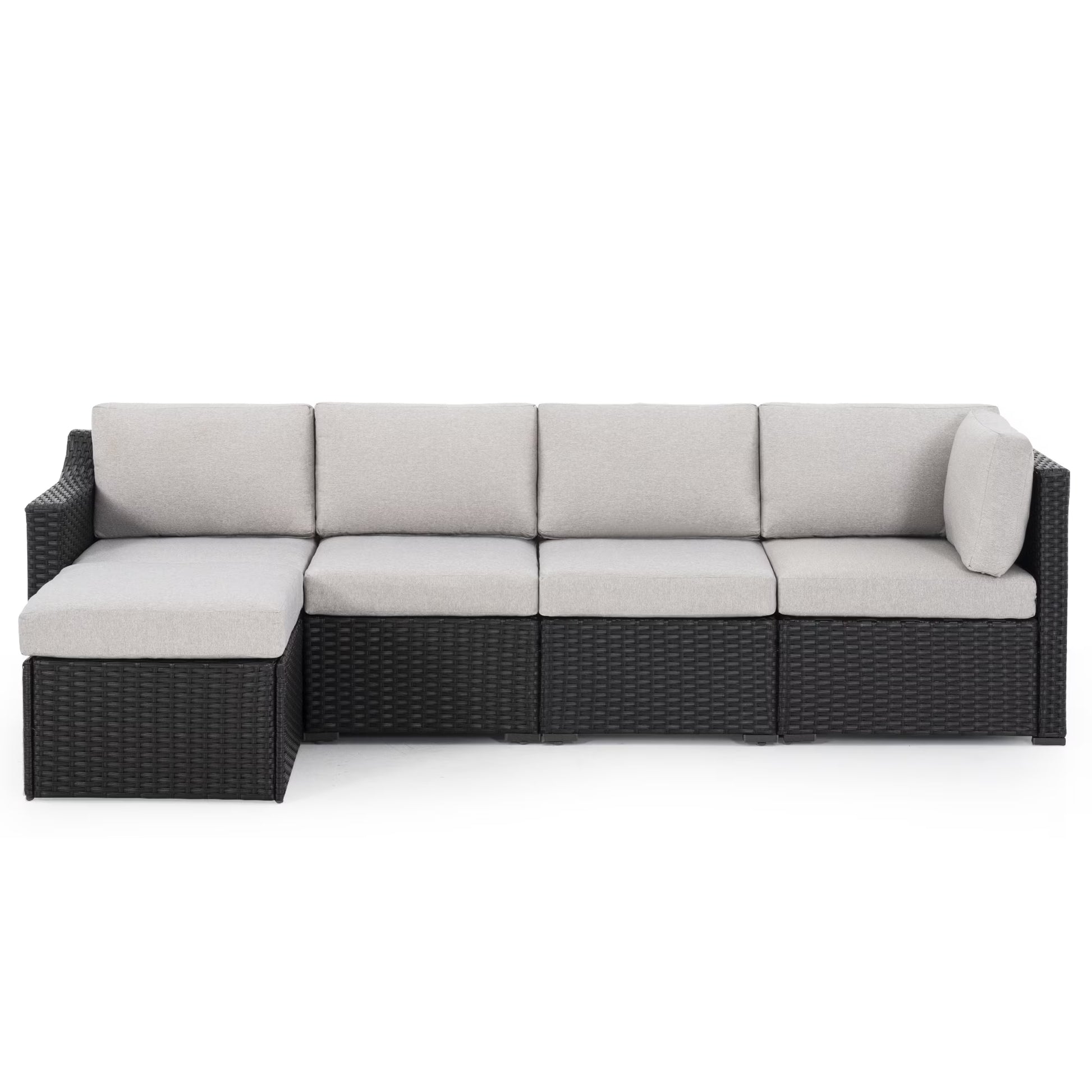 HAPPATIO 5-Piece Wicker Patio Conversation Set with Beige Cushions
