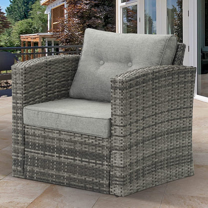 Sunvivi Patio Wicker Chair All Weather Wicker Single Armchair Rattan Sectional Sofa for Garden, Beach, Balcony and Poolside, Aluminum Frame