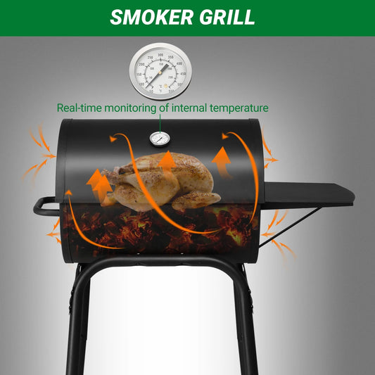 Zimtown BBQ Charcoal Grill Outdoor Barbecue Pit Smoker Grill Patio Backyard,Iron,Black