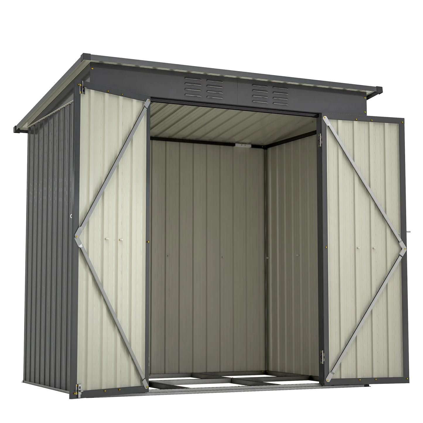 6 x 4 ft Outdoor Storage Shed with Floor Frame, Storage Sheds for Outside with Lockable Door, All Weather Garden Tool Shed with Air Vent for House Backyard Patio Lawn, Black