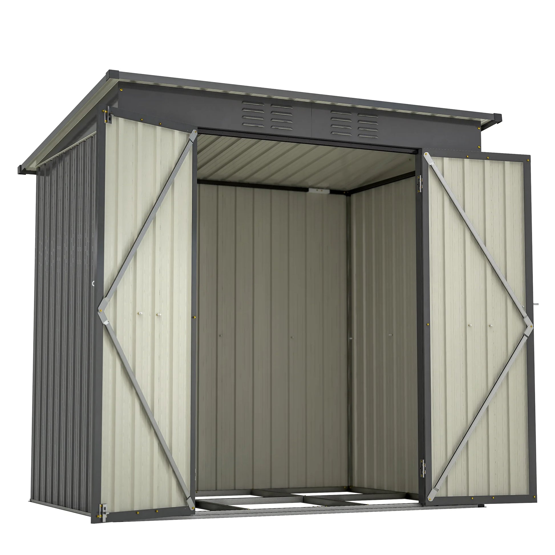 6 x 4 ft Outdoor Storage Shed with Floor Frame, Storage Sheds for Outside with Lockable Door, All Weather Garden Tool Shed with Air Vent for House Backyard Patio Lawn, Black
