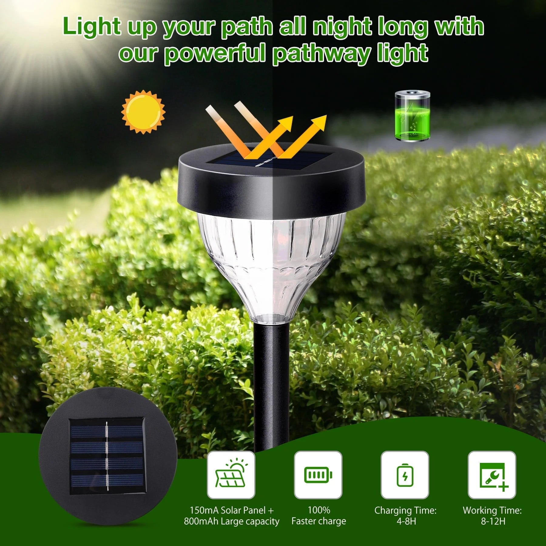ThorFire 8Pack Solar Pathway Lights, LED Path Light Garden Lights Auto-on/off 5 Pattern Waterproof Solar Landscape Lights for Lawn Patio Yard Garden(Warm Light)