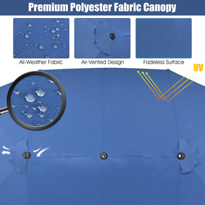 Patiojoy 15FT Double-Sided Twin Patio Umbrella Extra-Large Market Umbrella for Outdoor Navy