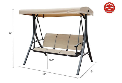 Kozyard Brenda Patio Swing with Coated Steel Frame (Beige, 3 Seat)