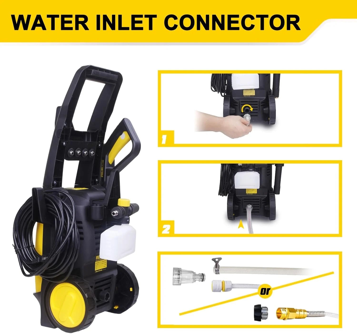 Aceup Energy 4000 PSI 2.6GPM Portable Electric Pressure Washer for Cars Fences Patios Driveways, Lightweight