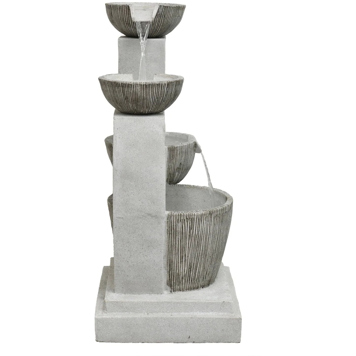 Hanover 32.5-In. Contemporary Basin Indoor or Outdoor Garden Fountain with LED Lights for Patio, Deck, Porch, HAN033FNTN-01