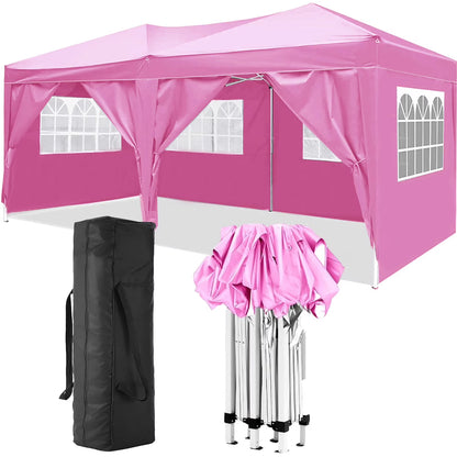 Trilenars 10'x20' Pop-up Canopy Tent With 6 Removable Sidewalls, Waterproof Outdoor Instant Gazebo For Patio Outdoor Wedding Parties And Commercial Events