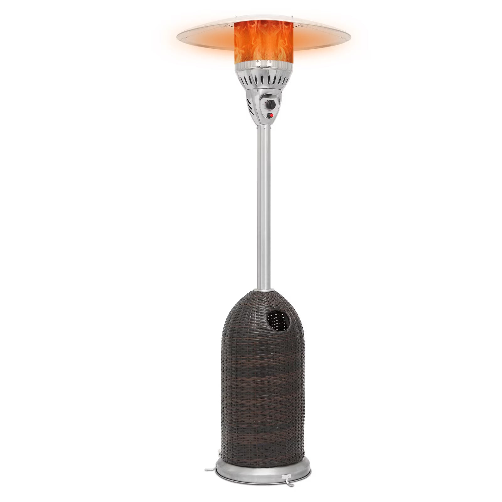MoNiBloom 41,000 BTU Propane Patio Heater Outdoor Freestanding Heater with Rolling Wheels for Commercial & Residential Use, Silver