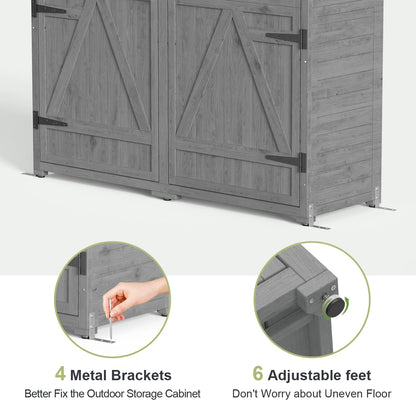 Aiho 55 in. Wide Outdoor Storage Shed with Lockable Double Doors - Weather-Resistant Garden Shed for Patio, Backyard & Lawn, Gray