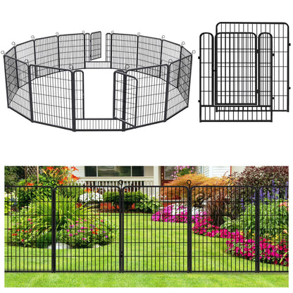 Jhsomdr Decorative Garden Fence 10 Panels Animal Barrier Fence 40" Height Metal No Dig Fence for Yard Patio