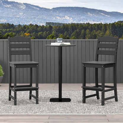 Costway Outdoor HDPE Bar Stool Patio Tall Chair Backrest Footrest All Weather Gray