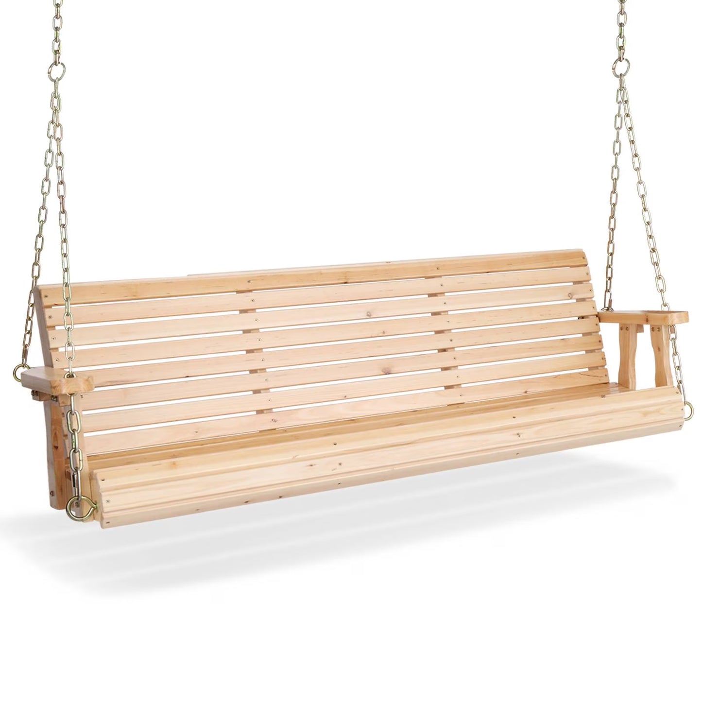 Zimtown Patio Wooden Porch Swing Swing Chair Bench Heavy Duty 880lbs with Hanging Chains for Outdoors,5 FT, White