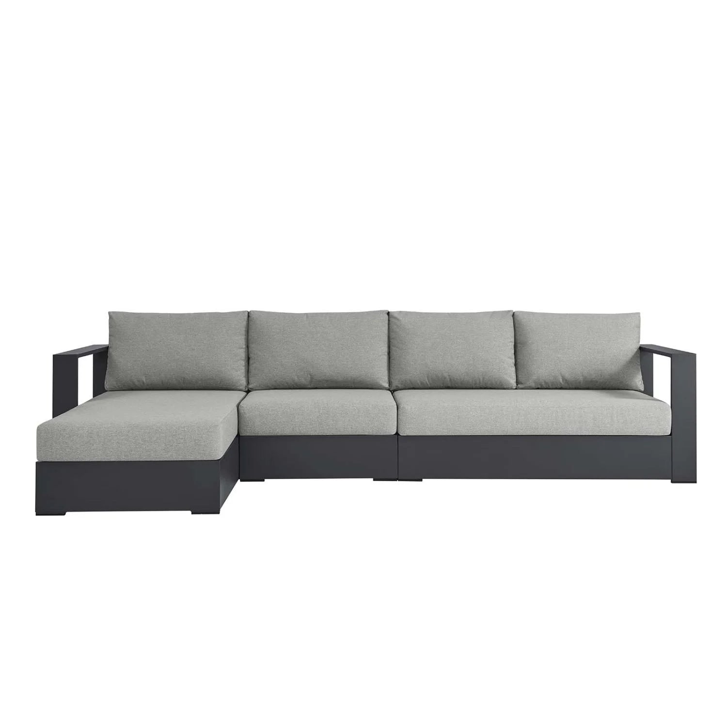 Modular Lounge Sectional Sofa Set, Grey Gray, Aluminum Metal, Outdoor Patio Balcony Cafe Bistro Garden Hospitality Restaurant, Modern Contemporary HB36639