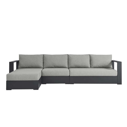 Modular Lounge Sectional Sofa Set, Grey Gray, Aluminum Metal, Outdoor Patio Balcony Cafe Bistro Garden Hospitality Restaurant, Modern Contemporary HB36639