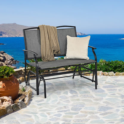 Costway Patio Glider Rocking Bench Double 2 Person Chair Loveseat Garden Black