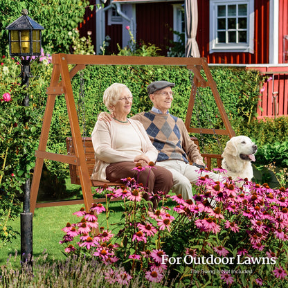 VINGLI Heavy Duty Patio Porch Swing Stand Support 660 LBS A-Frame Design, Solid Fir Wood, 5FT Brown
