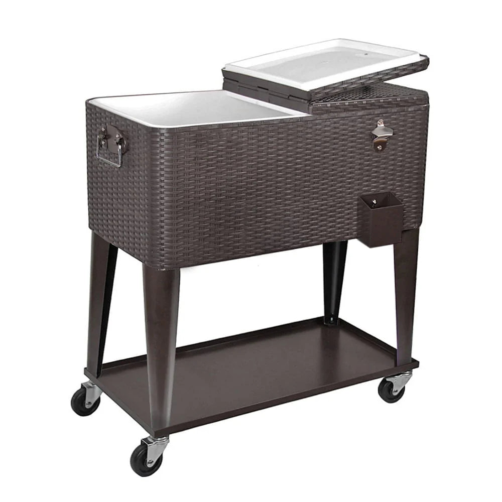 Clevr Outdoor Patio 80 quart Party Portable Rolling Cooler Wheeled Ice Chest