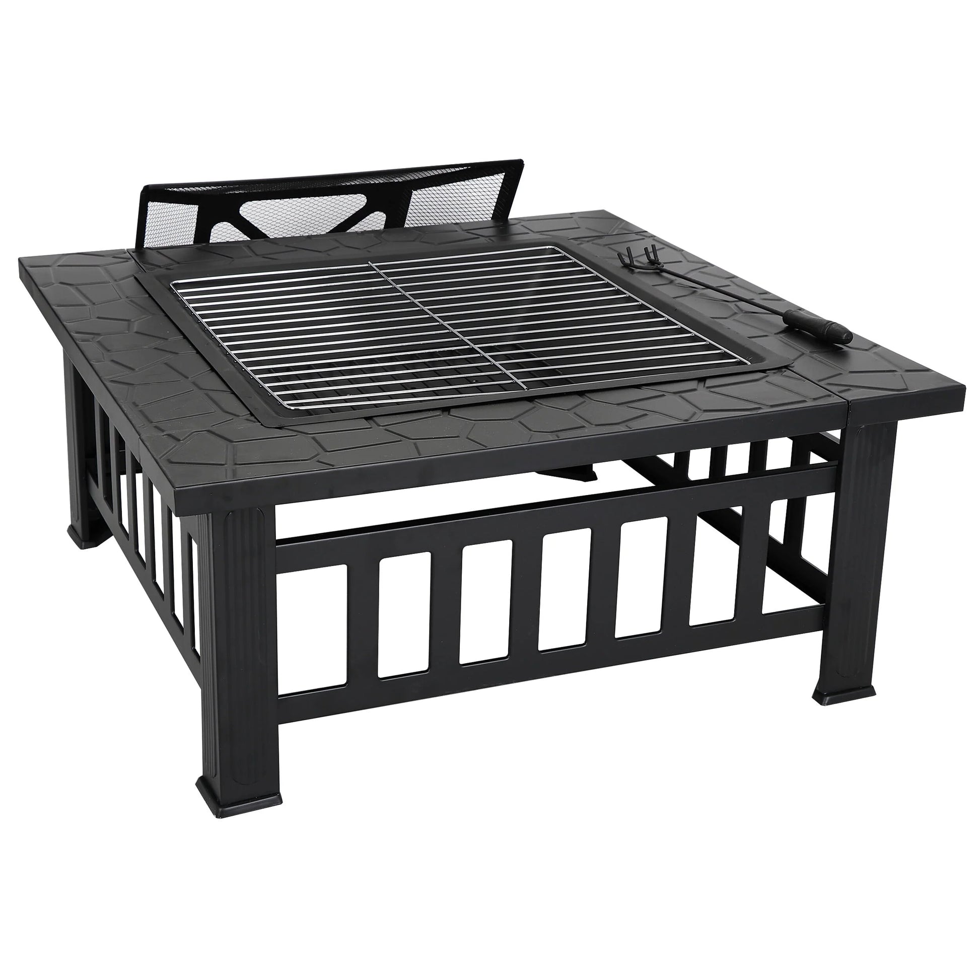 ZENY 32" Outdoor Fire Pit Square Metal Firepit Patio Garden Stove Wood Burning