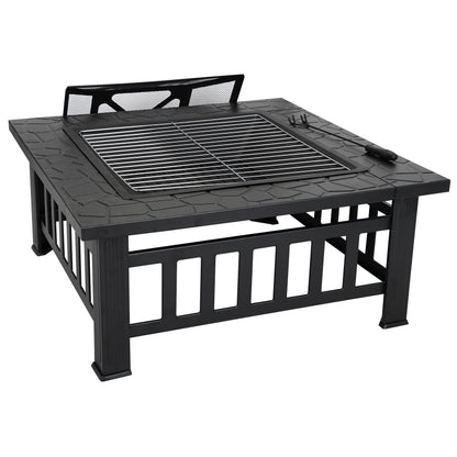 ZENY 32" Outdoor Fire Pit Square Metal Firepit Patio Garden Stove Wood Burning