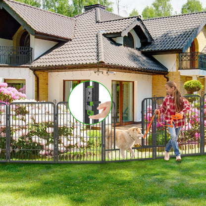 Jhsomdr Garden Fence Outdoor 22ft(L)32in(H) No Dig Fence Panels with Gate, 10 Panels Decorative Garden Fencing Metal Animal Barrier Fence Flower Bed Fencing for Patio Backyard