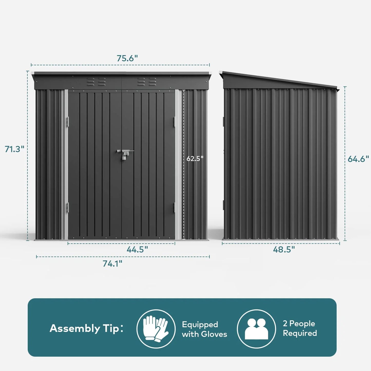 6' x 4' Outdoor Storage Shed, Lofka Garden Metal Shed with Base Frame for Backyard, Patio, Lawn, Gray