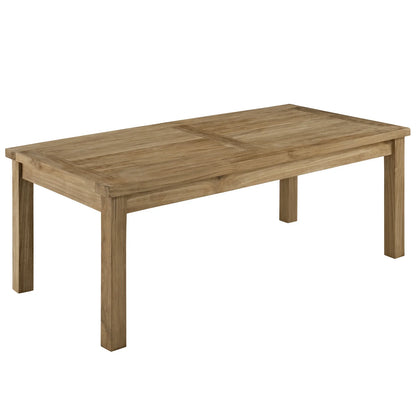 Modway Marina 7 Piece Outdoor Patio Teak Set in Natural White