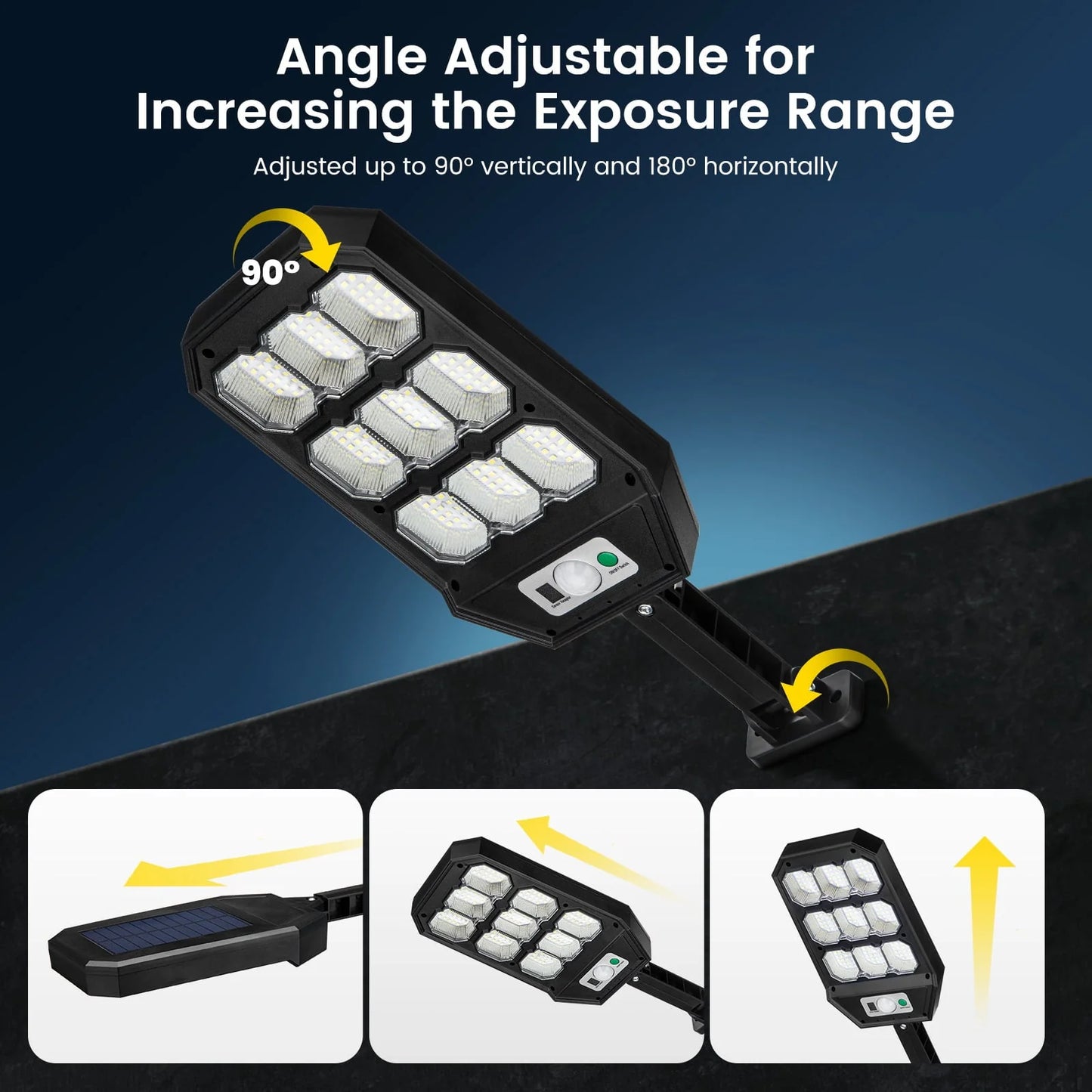 Thorfire 4 Pack Solar Street Light Outdoor,1000LM 279 LEDs Motion Sensor Flood Light 3 Lighting Modes Waterproof for Yard, Fence, Garden, Patio, Front Door