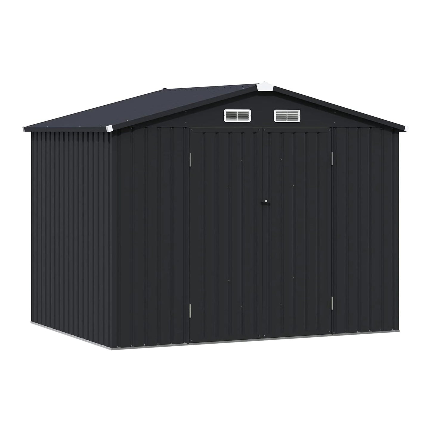 Outdoor Storage Shed, 8'x6' Galvanized Metal Steel Weather Resistant Garden Shed for Bike, Garbage Can, Lawnmower, Tool Storage Shed W/Lock, for Backyard Patio Lawn, Black