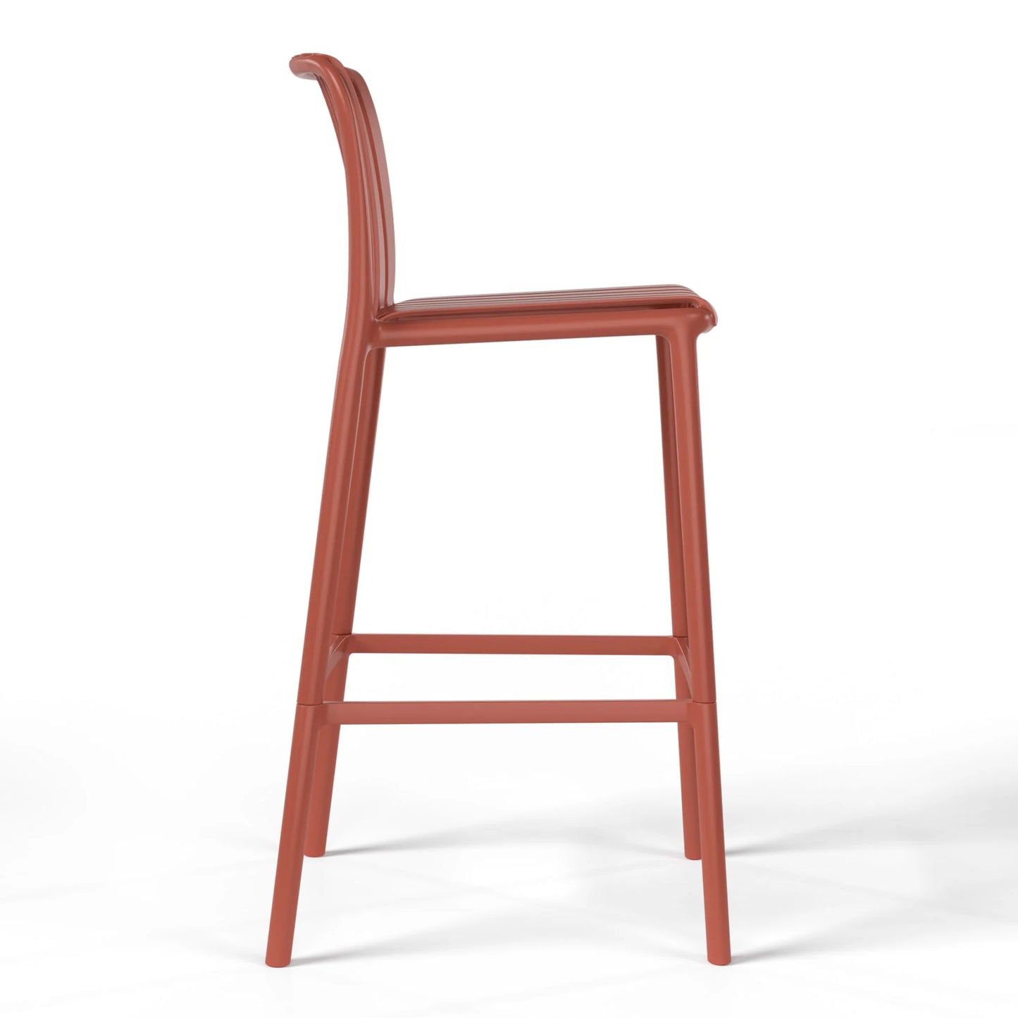 WestinTrends Playa 29.5" Outdoor Modern Polypropylene Plastic Patio Bar Height Stools (Set of 2), Red