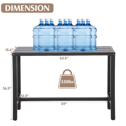 Outdoor Bar Table, 63 Patio Console Pub Height Table with Powder Coated Steel Frame and Weather Resistant Waterproof Top for Hot Tub, Balcony, Garden, Yard, Poolside, Indoor Outdoor