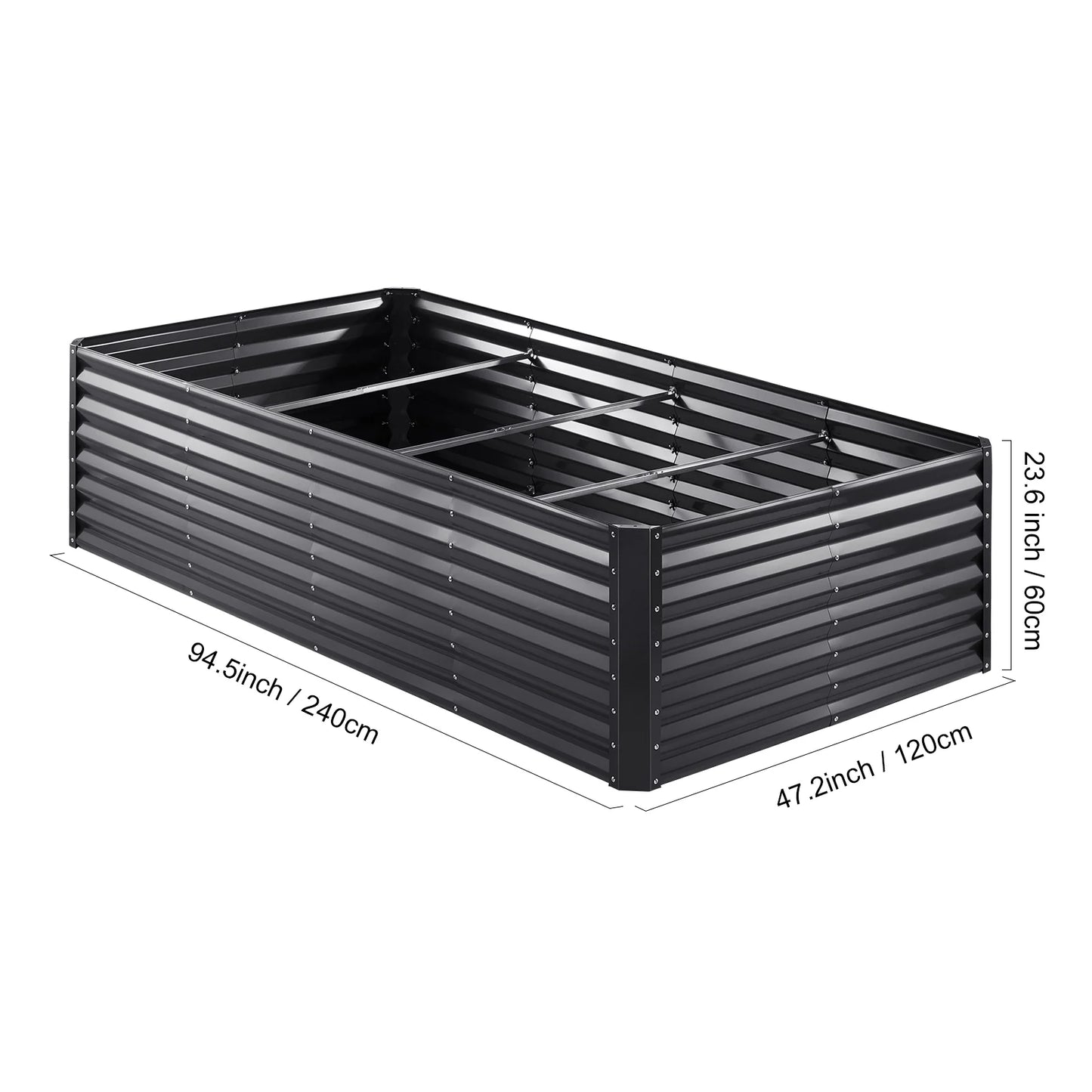KFFKFF Elevated Garden Bed, Dimensions 8 x 4 x 2 ft, Constructed from Galvanized Metal, Open Bottom Outdoor Planters, Ideal for Cultivating Flowers, Vegetables, and Herbs in Yard, Garden, Patio