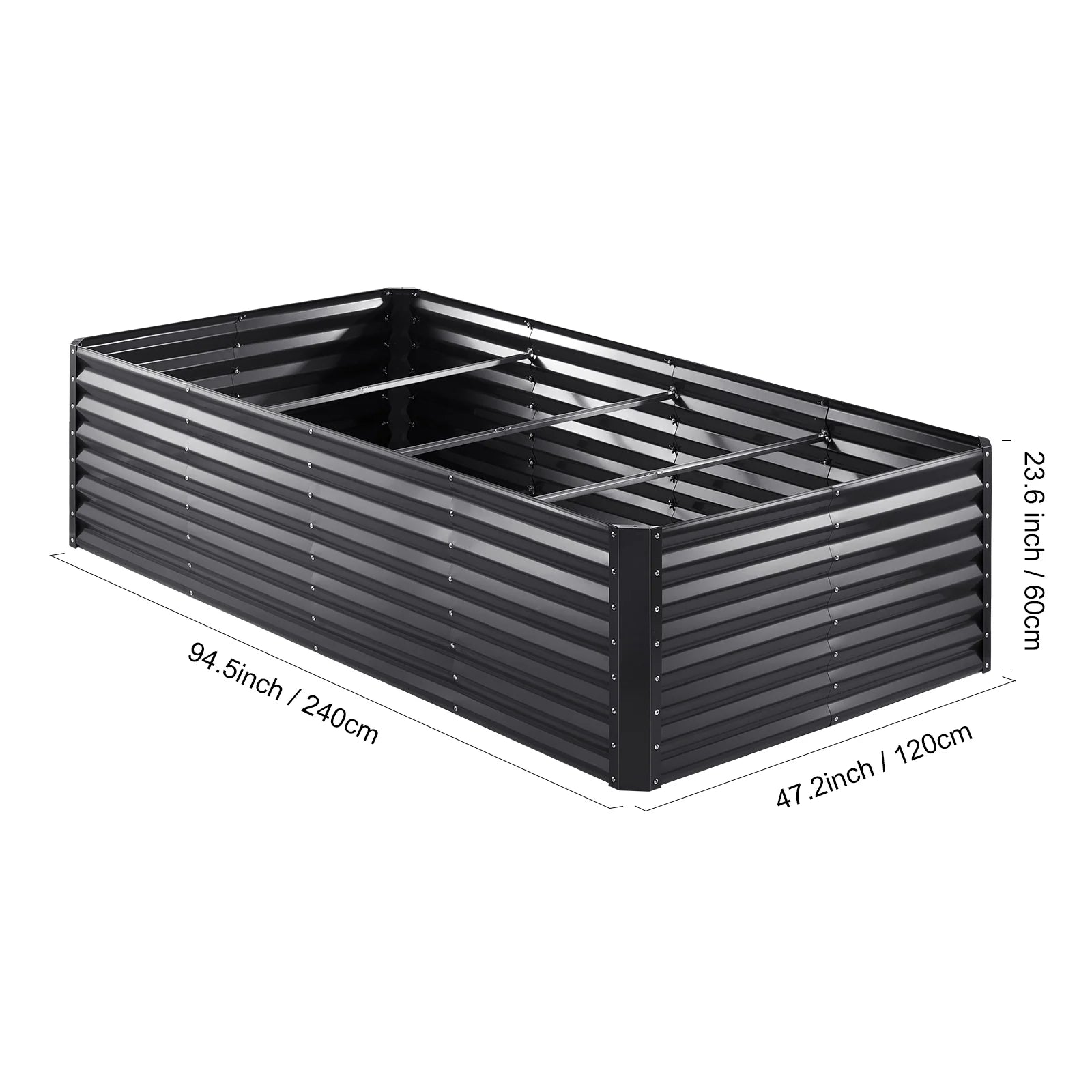 KFFKFF Elevated Garden Bed, Dimensions 8 x 4 x 2 ft, Constructed from Galvanized Metal, Open Bottom Outdoor Planters, Ideal for Cultivating Flowers, Vegetables, and Herbs in Yard, Garden, Patio