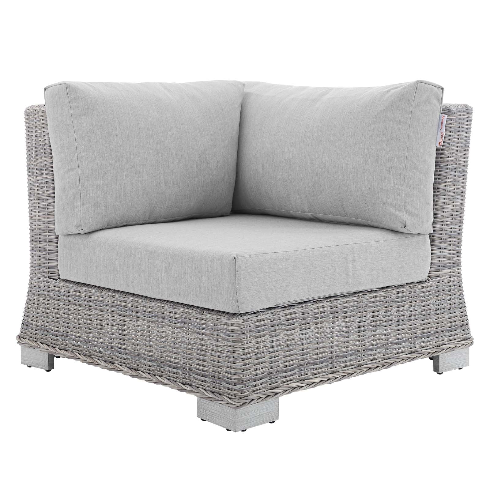 Modway Conway Sunbrella® Outdoor Patio Wicker Rattan Corner Chair in Light Gray Gray