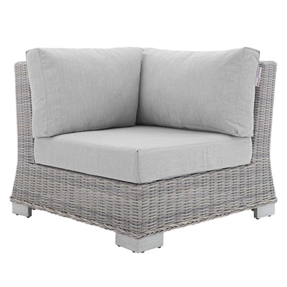 Modway Conway Sunbrella® Outdoor Patio Wicker Rattan Corner Chair in Light Gray Gray